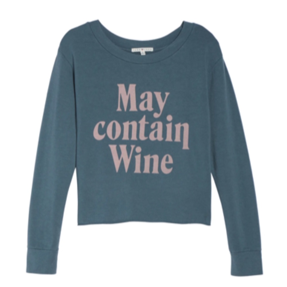 JUNK FOOD May Contain Wine Crop Sweatshirt